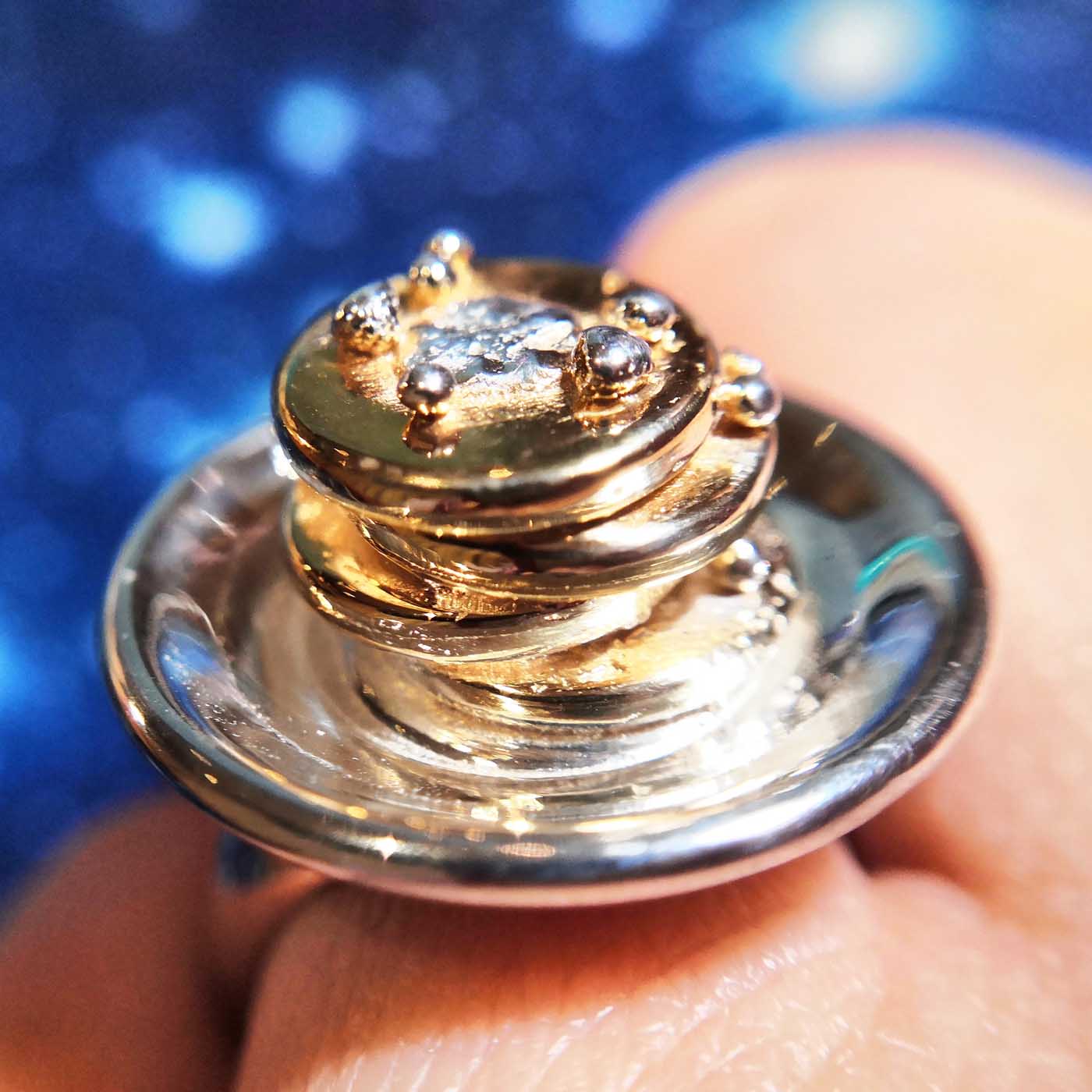 Pancake Ring in part Gold-Plated Sterling Silver